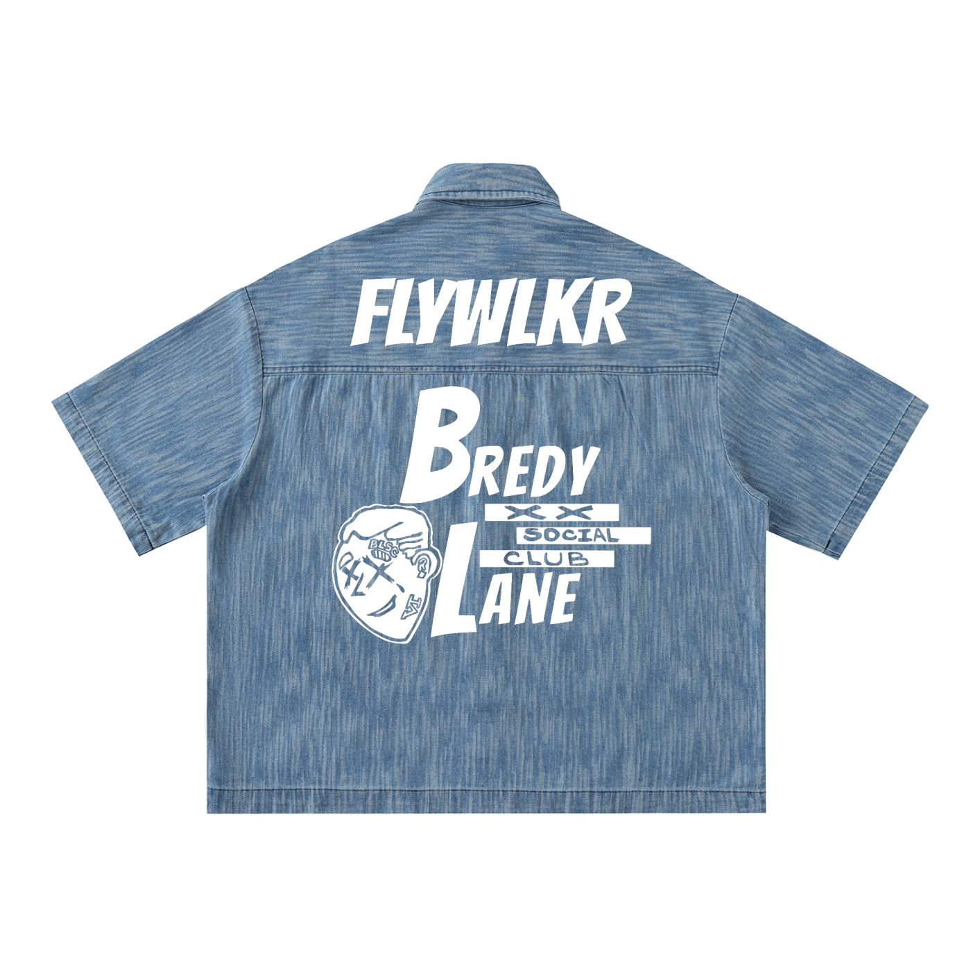 FLYWLKR "BREDY LANE SOCIAL CLUB" Distressed Wash Short-Sleeve Shirt