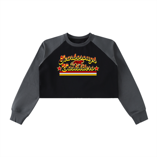 FLYWLKR X EASTSIDERS SC Raw-Hem Color-Block Raglan Crop Sweatshirt