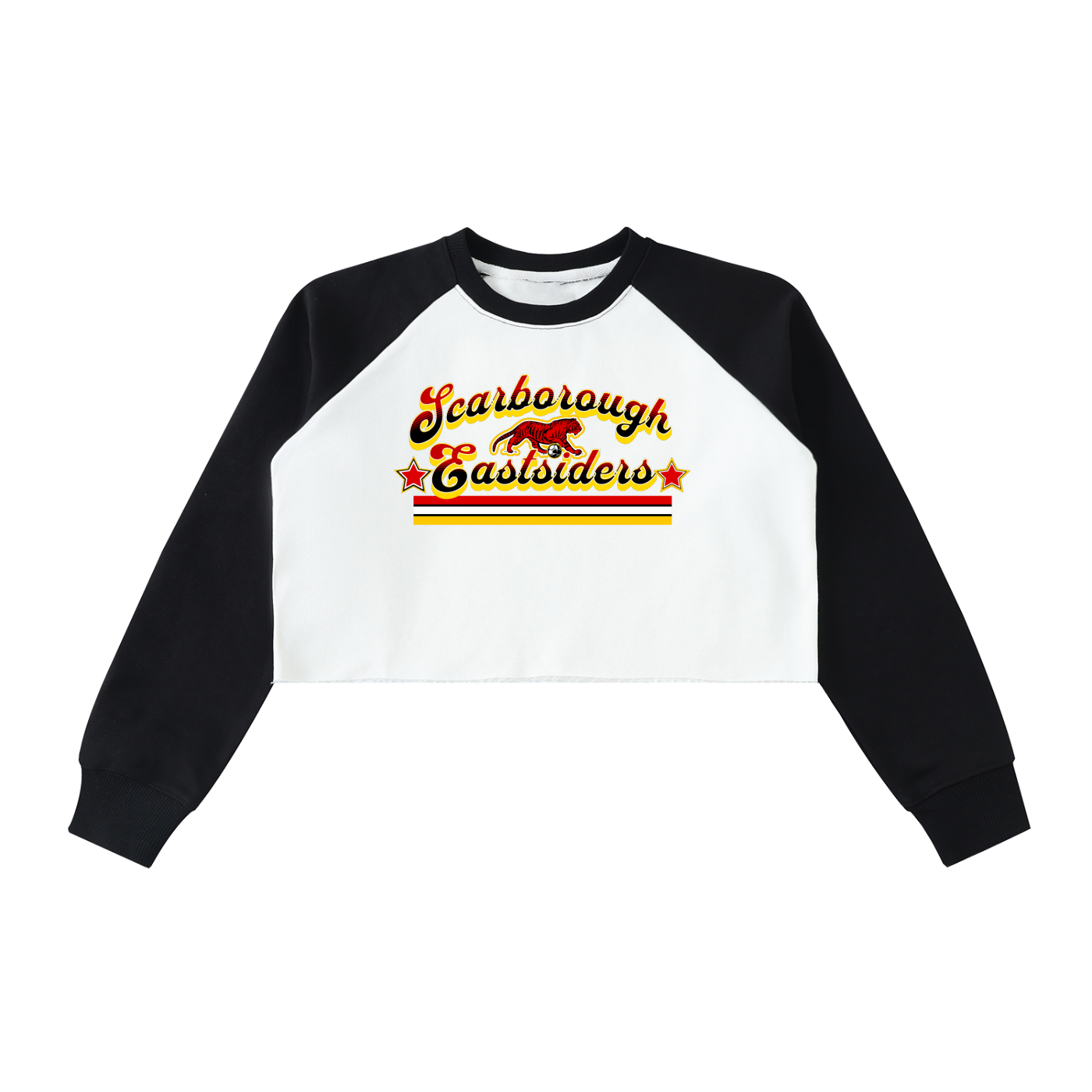 FLYWLKR X EASTSIDERS SC Raw-Hem Color-Block Raglan Crop Sweatshirt