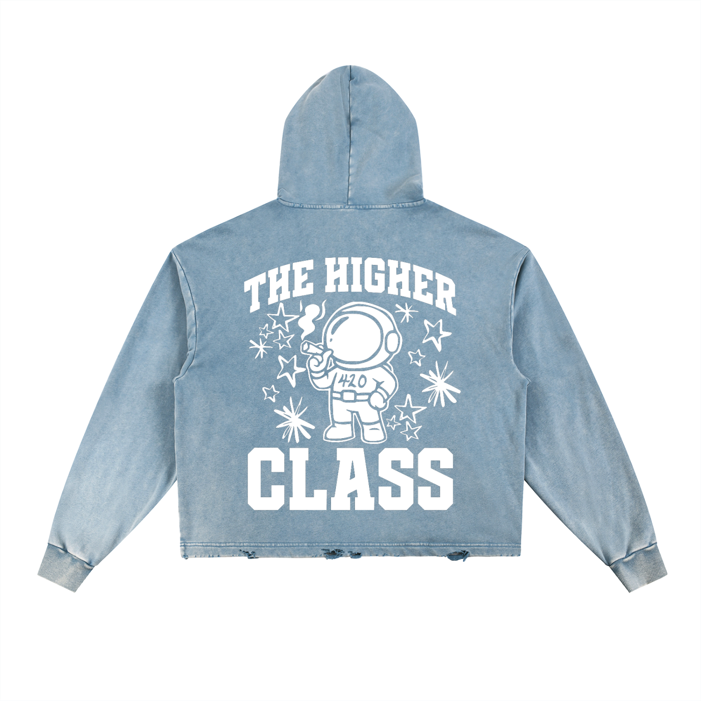 FLYWLKR "THE HIGH CLASS" Vintage Washed Frayed-Hem Hoodie