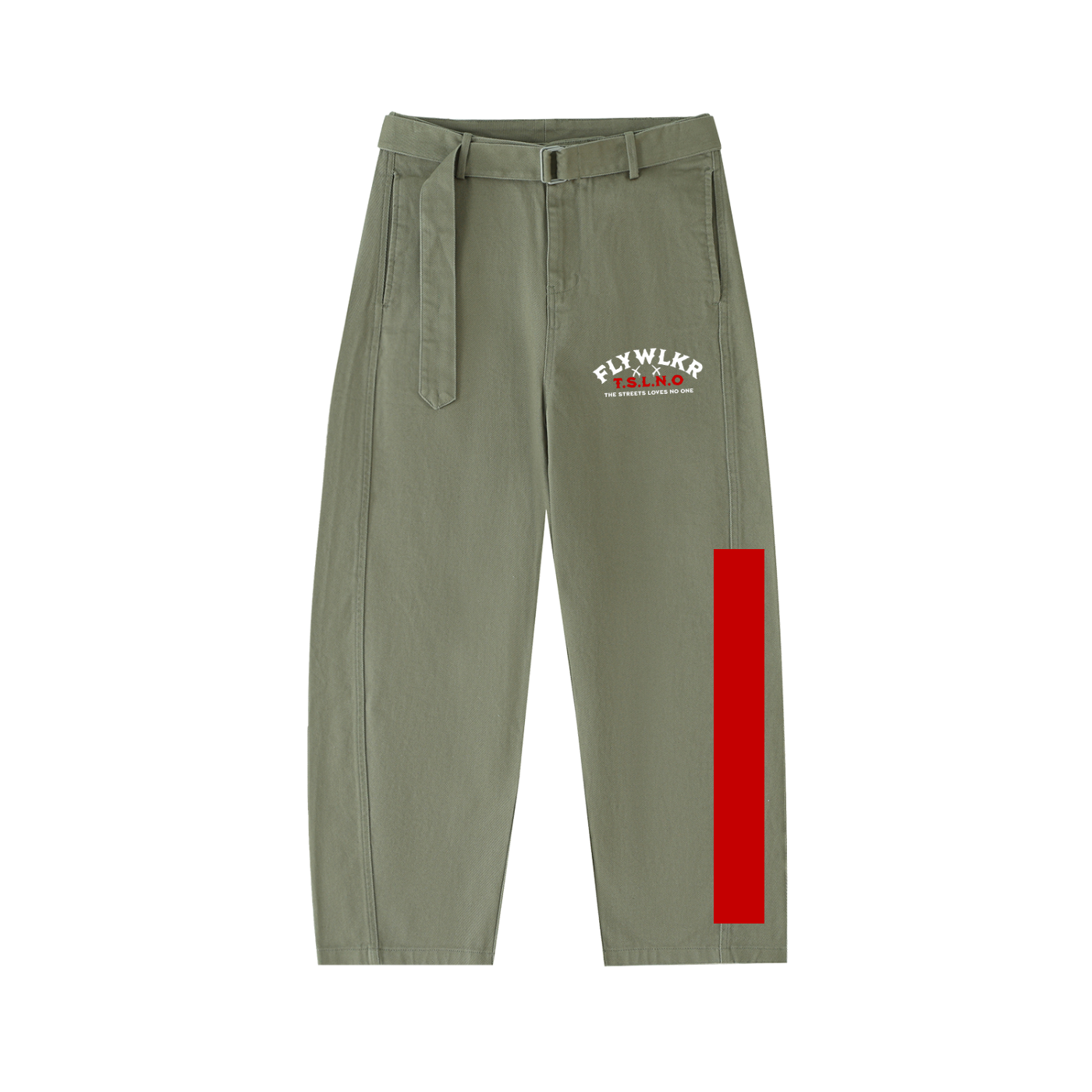FLYWLKR "T.S.L.N.O" Twisted-Seam Belted Curved-Blade Pants