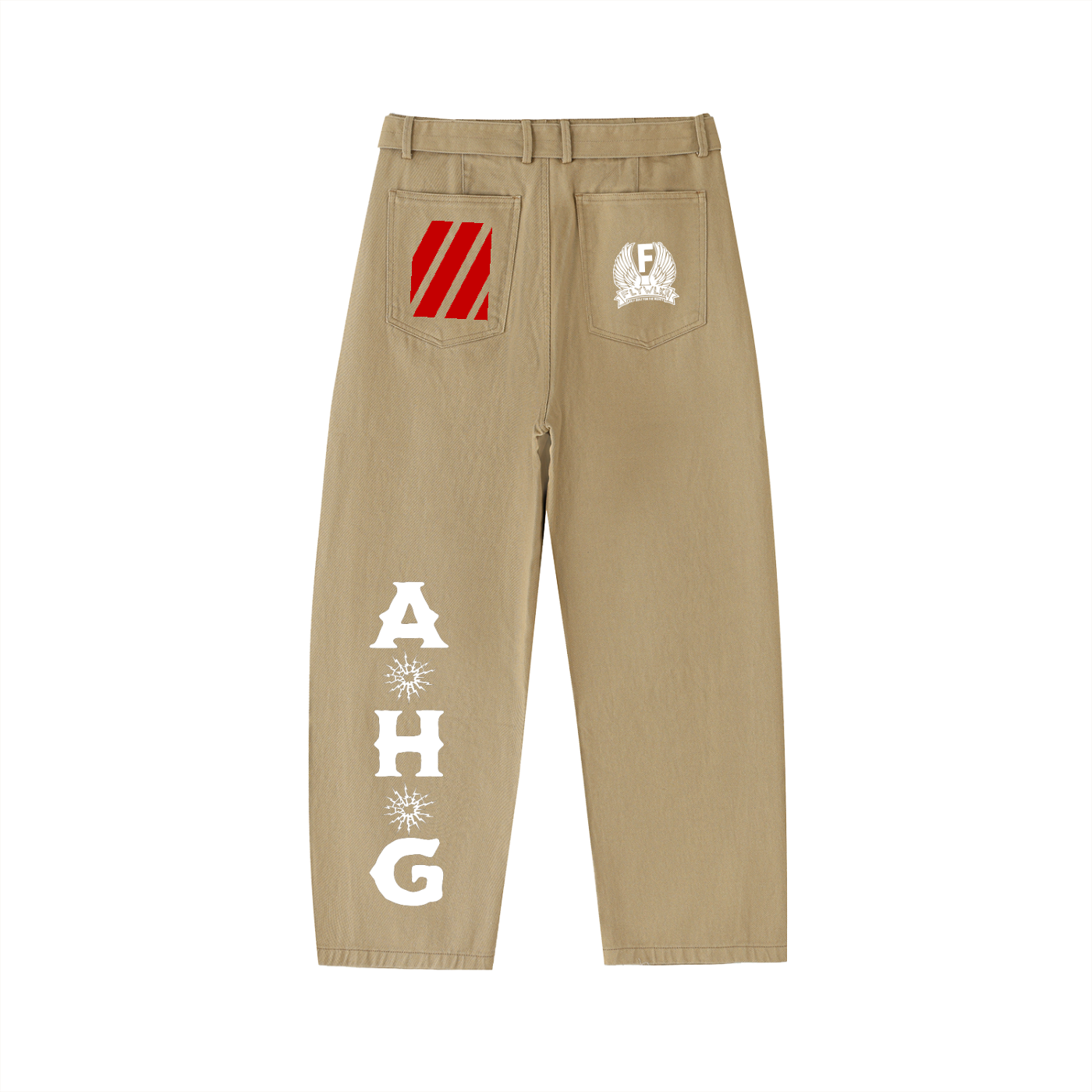 FLYWLKR "T.S.L.N.O" Twisted-Seam Belted Curved-Blade Pants