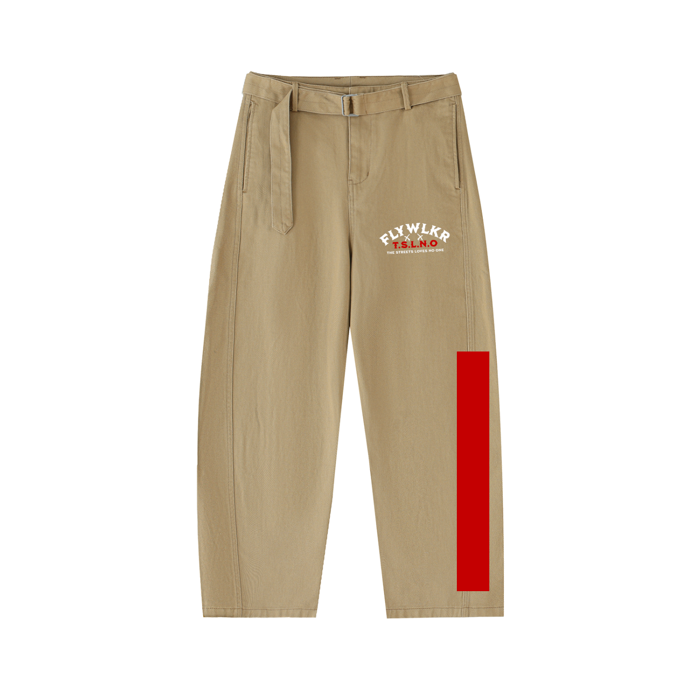 FLYWLKR "T.S.L.N.O" Twisted-Seam Belted Curved-Blade Pants