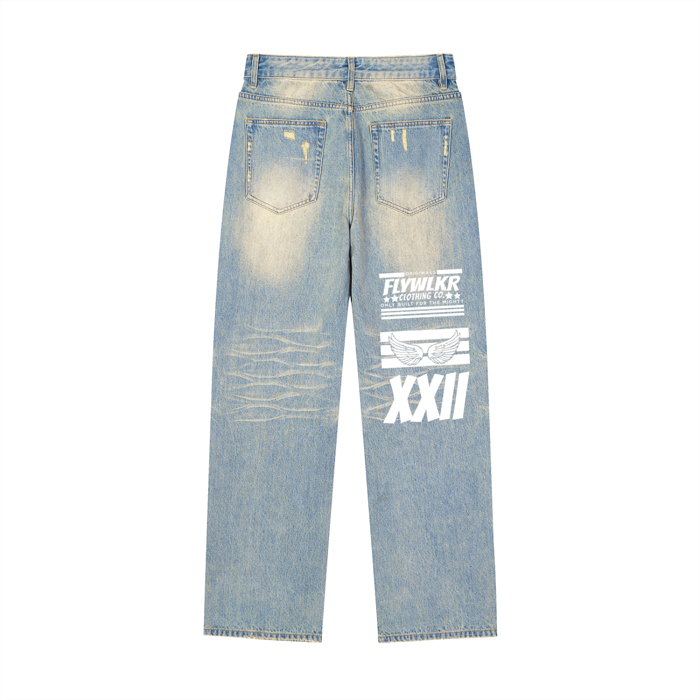 FLYWLKR "ORIGINALS" Sun Fade Raw Hem Denim Jeans