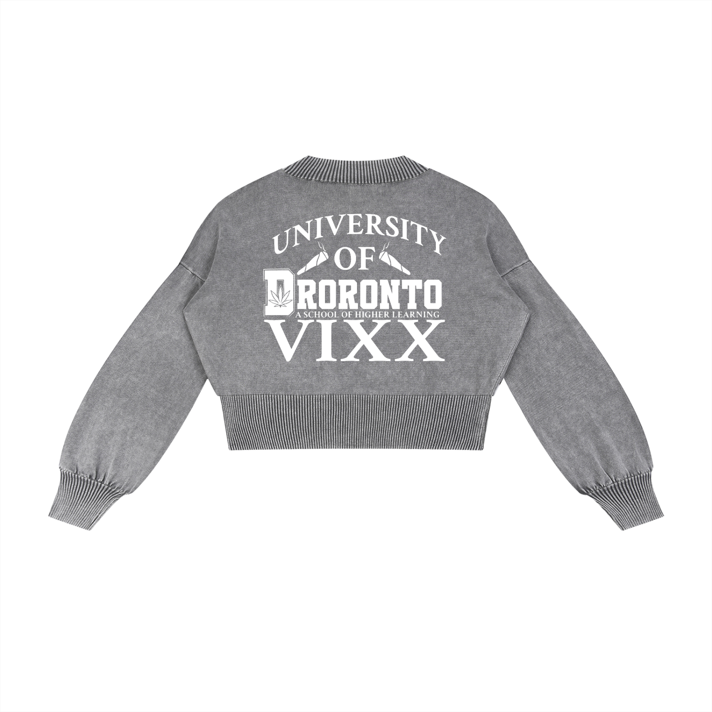 FLYWLKR "THE HIGH CLASS" Mineral Wash Balloon Sleeve Cropped Sweater