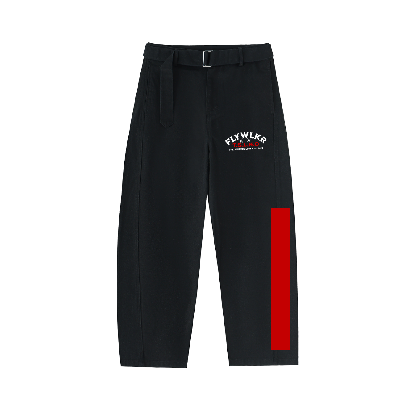 FLYWLKR "T.S.L.N.O" Twisted-Seam Belted Curved-Blade Pants