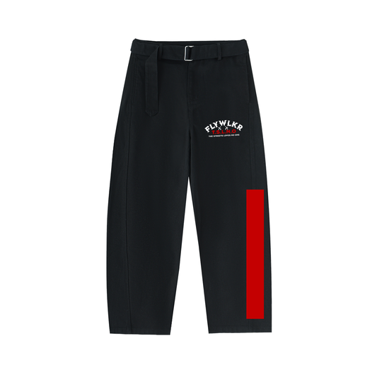 FLYWLKR "T.S.L.N.O" Twisted-Seam Belted Curved-Blade Pants