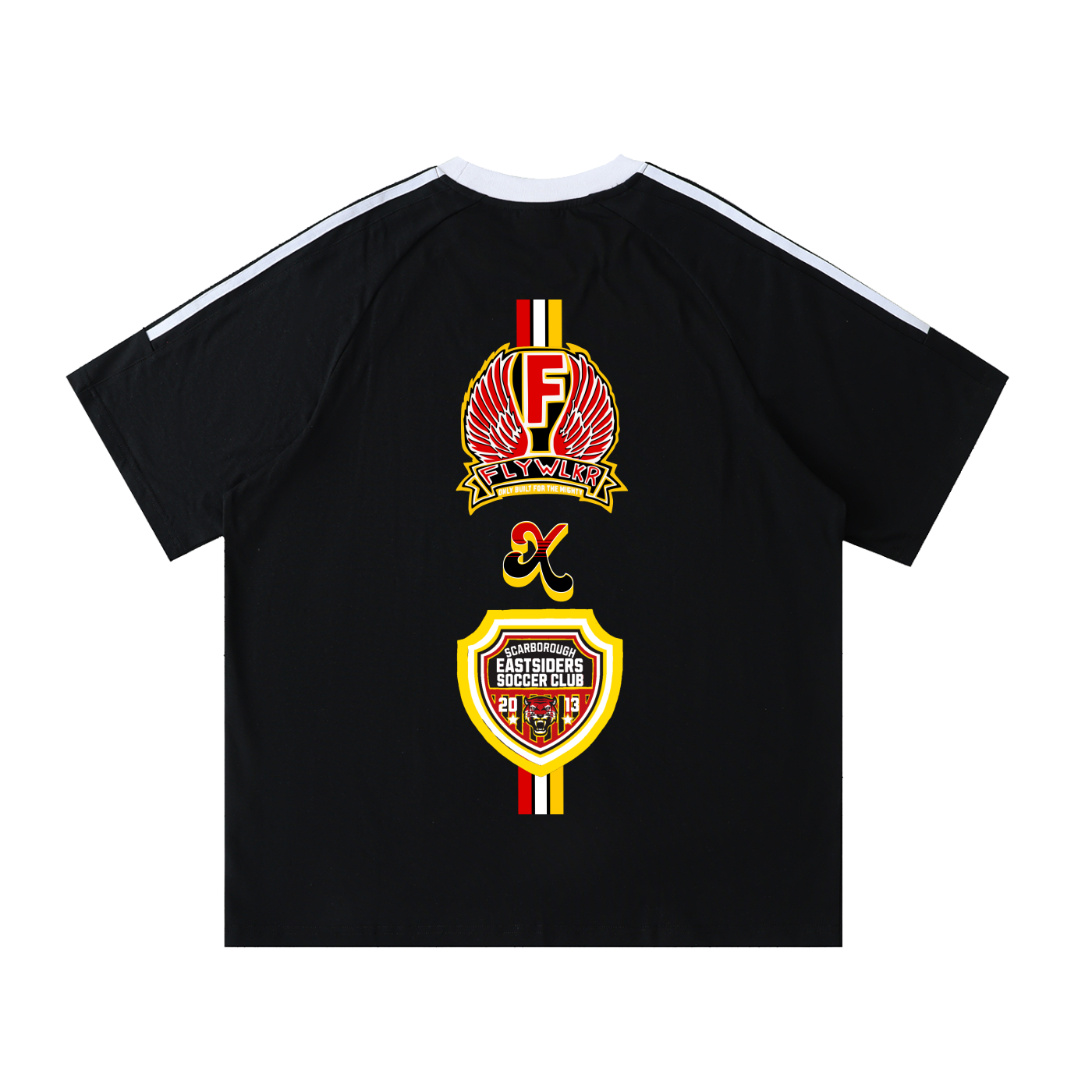 FLYWLKR X EASTSIDERS SC Contrast Tape Crewneck Cotton T-Shirt
