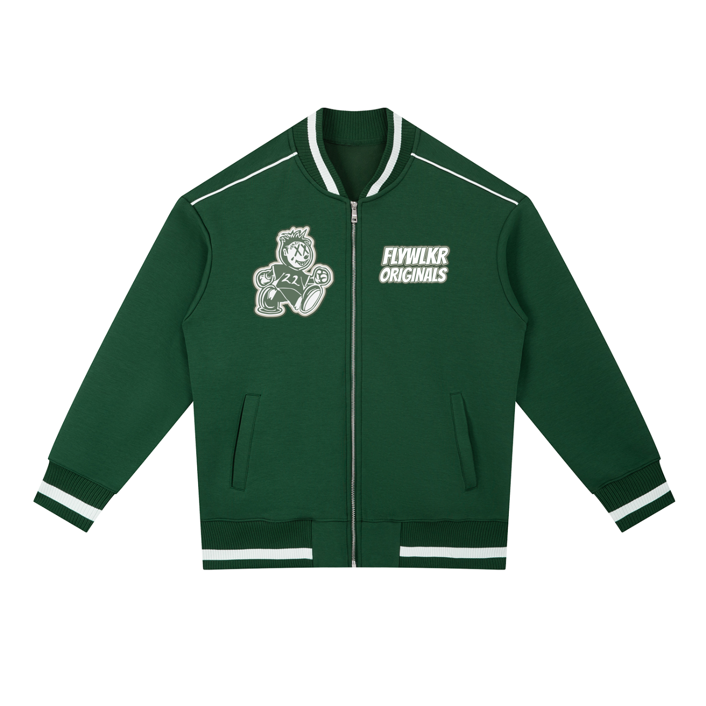 FLYWLKR ORIGINALS "OLIMOSSCREM" Contrast Piping Zip Bomber Jacket
