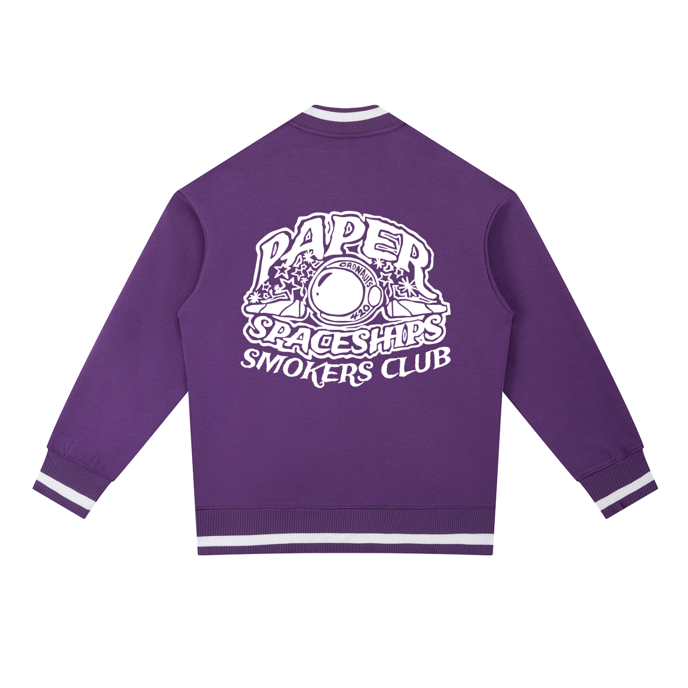 FLYWLKR "PAPER SPACESHIPS SMOKERS CLUB" Contrast Piping Zip Bomber Jacket