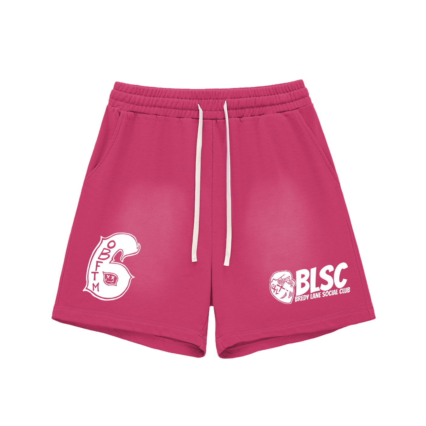 FLYWLKR "BREDY LANE SOCIAL CLUB" Sun Fade Raw Edge Cotton Shorts