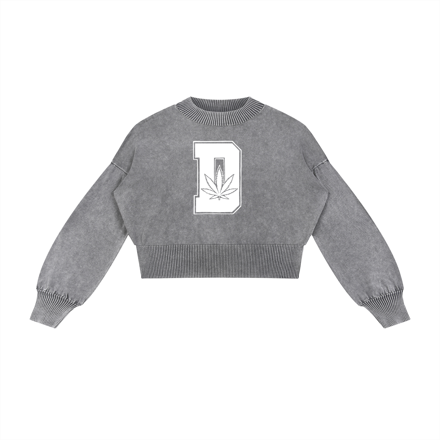 FLYWLKR "THE HIGH CLASS" Mineral Wash Balloon Sleeve Cropped Sweater