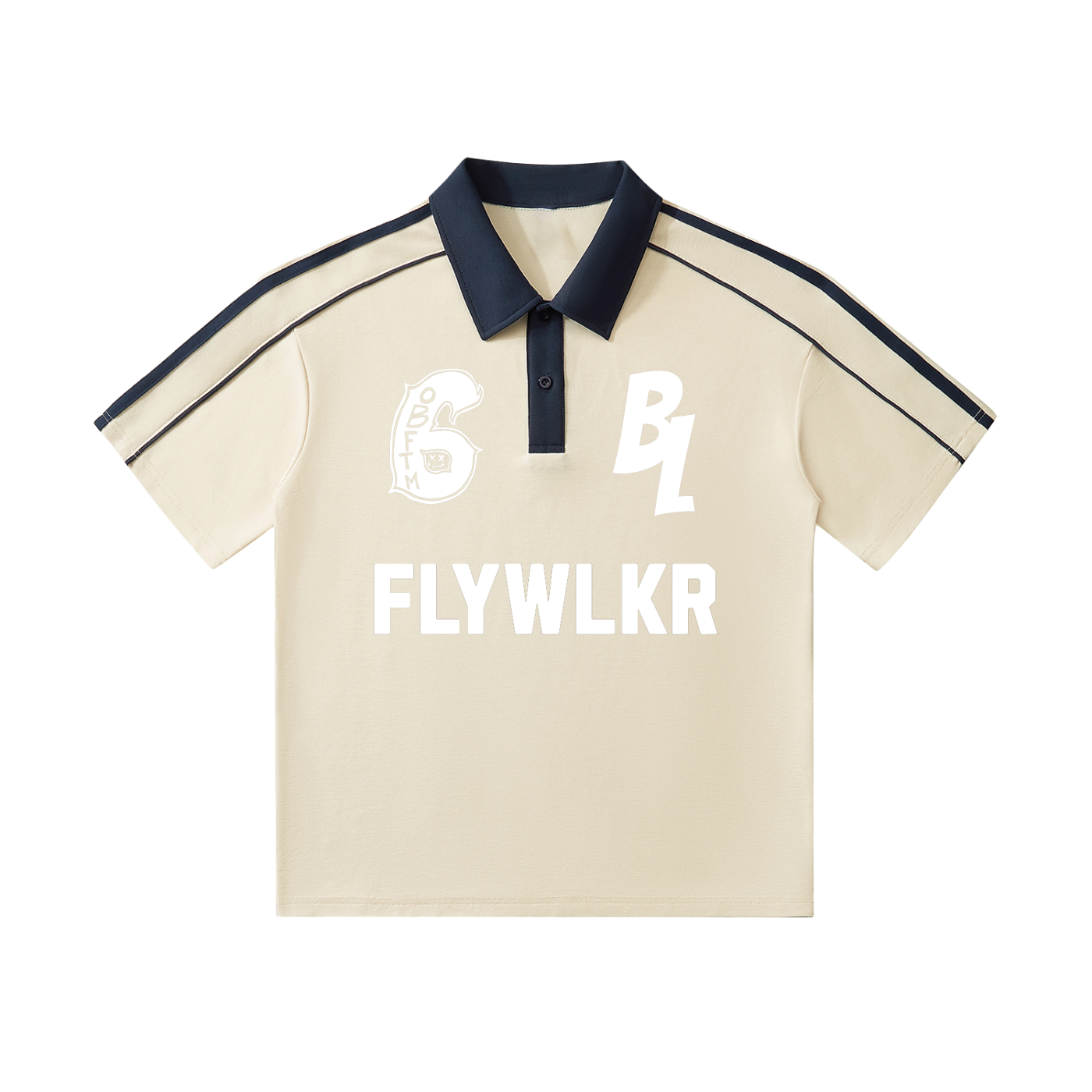 FLYWLKR "BREDY LANE SOCIAL CLUB" Contrast Collar Short-Sleeve Polo Shirt