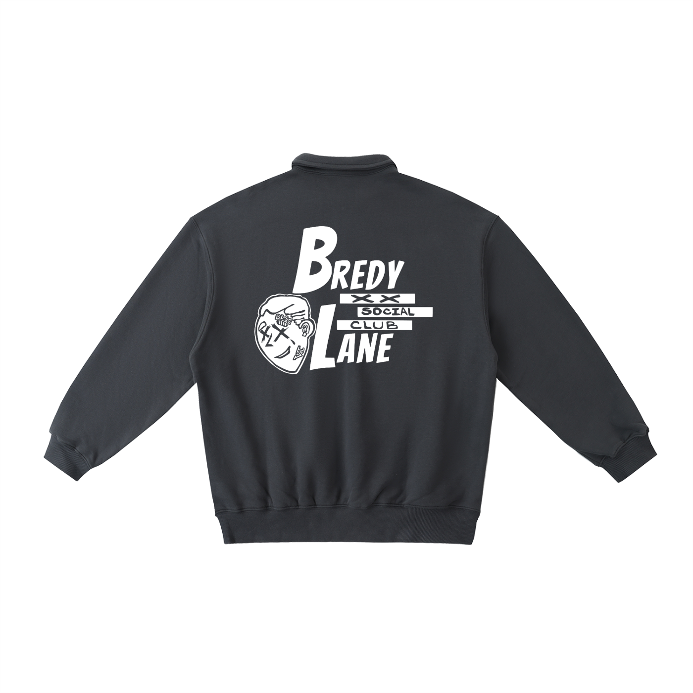 FLYWLKR "BREDY LANE SOCIAL CLUB" Heavyweight Polo-Collar Sweatshirt
