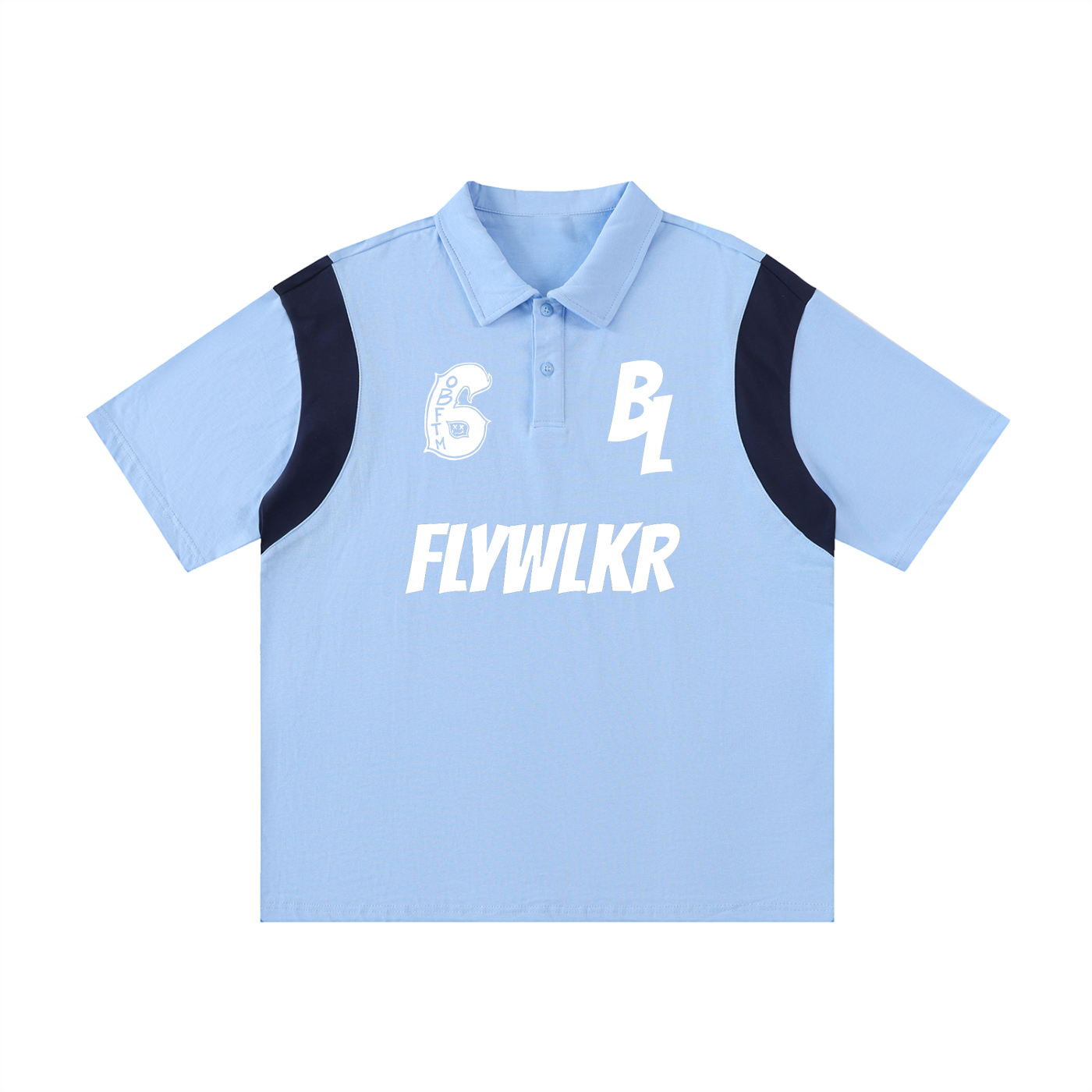 FLYWLKR "BREDY LANE SOCIAL CLUB" Contrast Panel Cotton Polo Shirt