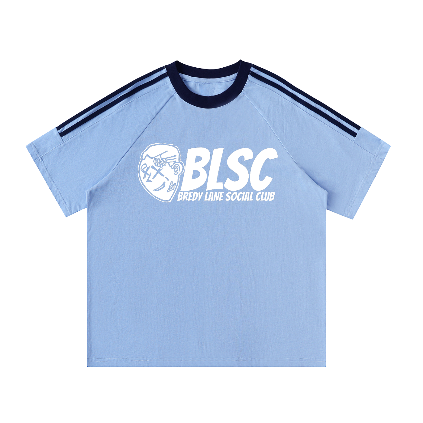 FLYWLKR "BREDY LANE SOCIAL CLUB" Contrast Tape Crewneck Cotton T-Shirt