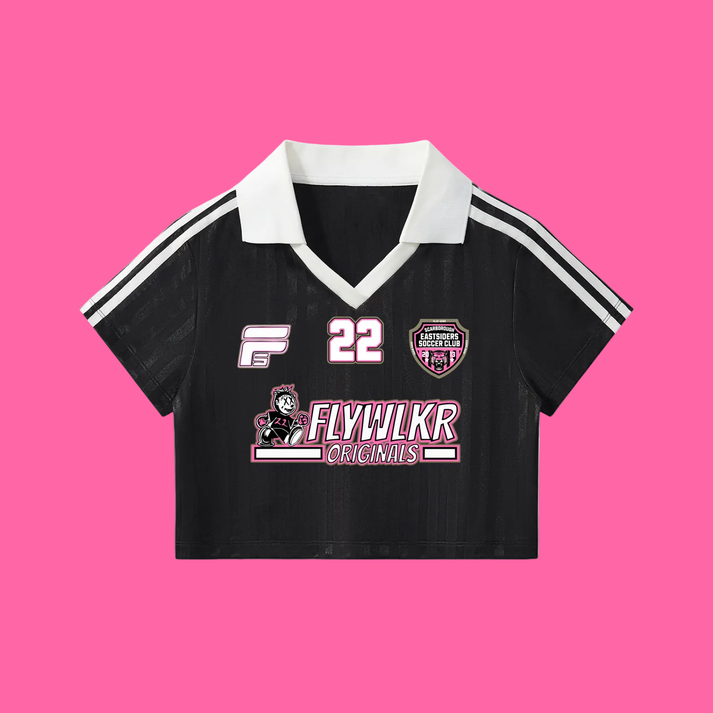 FLYWLKR X EASTSIDERS SC Contrast Collar Striped Cropped Jersey