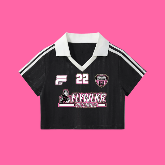 FLYWLKR X EASTSIDERS SC Contrast Collar Striped Cropped Jersey