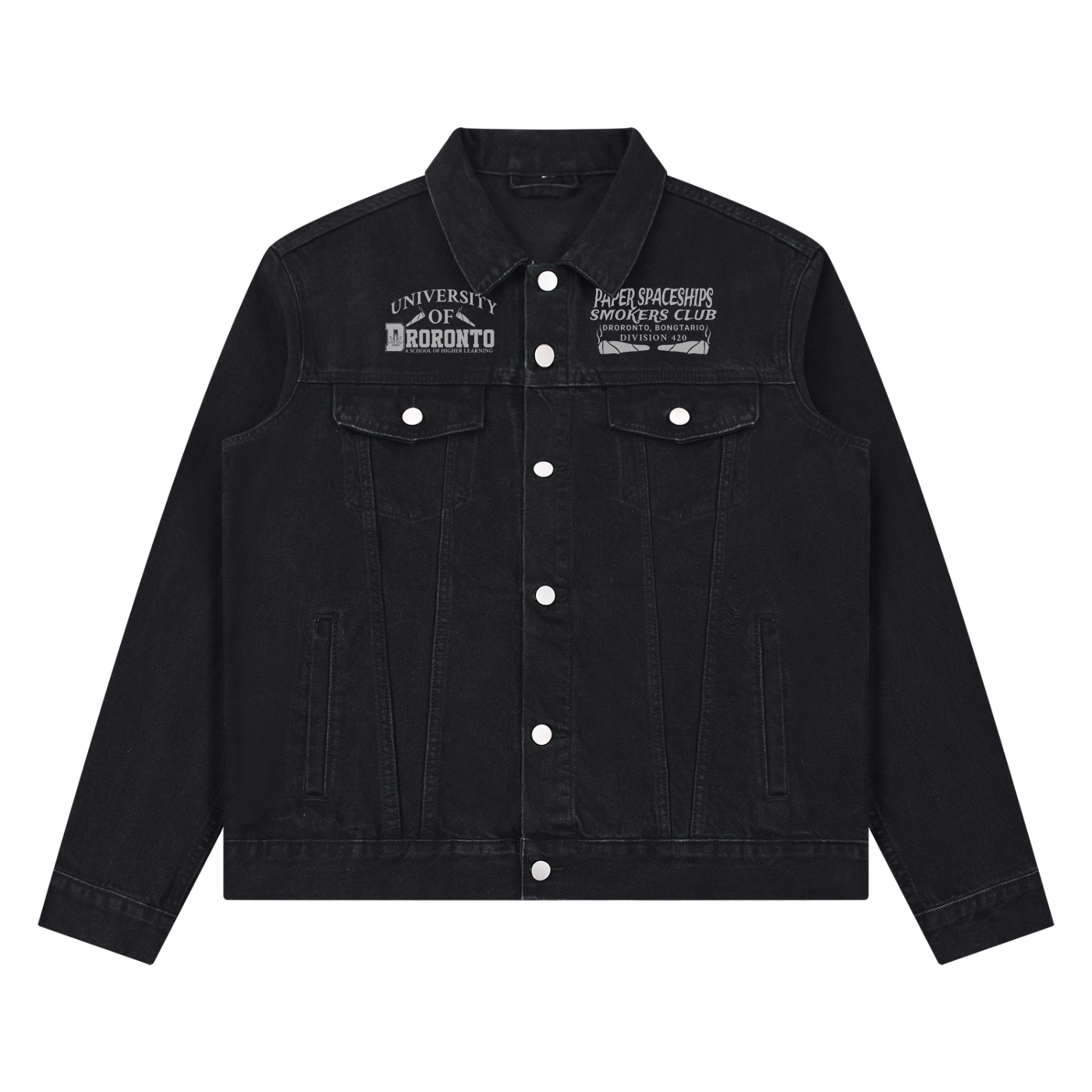FLYWLKR "PAPER SPACESHIPS" Unisex Vintage Wash Denim Jacket
