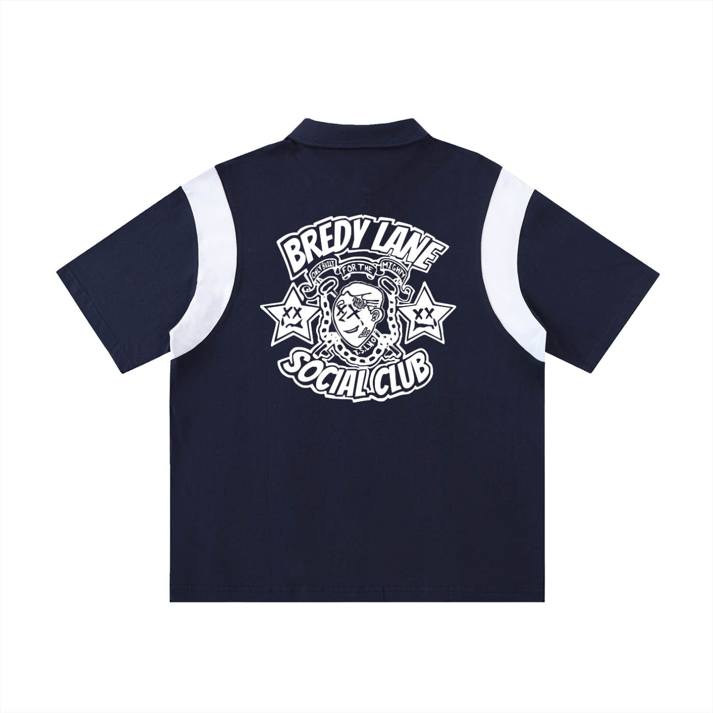 FLYWLKR "BREDY LANE SOCIAL CLUB" Contrast Panel Cotton Polo Shirt