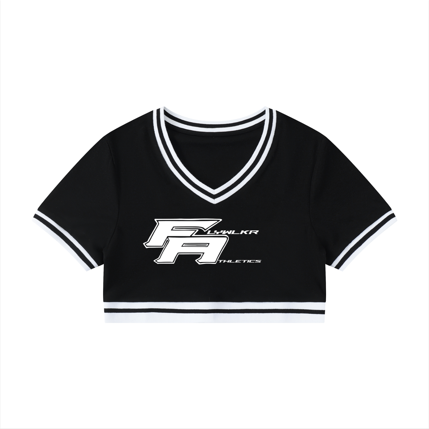 FLYWLKR ATHLETICS Women's Color Block V-Neck Crop T-Shirt