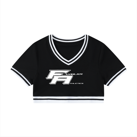 FLYWLKR ATHLETICS Women's Color Block V-Neck Crop T-Shirt