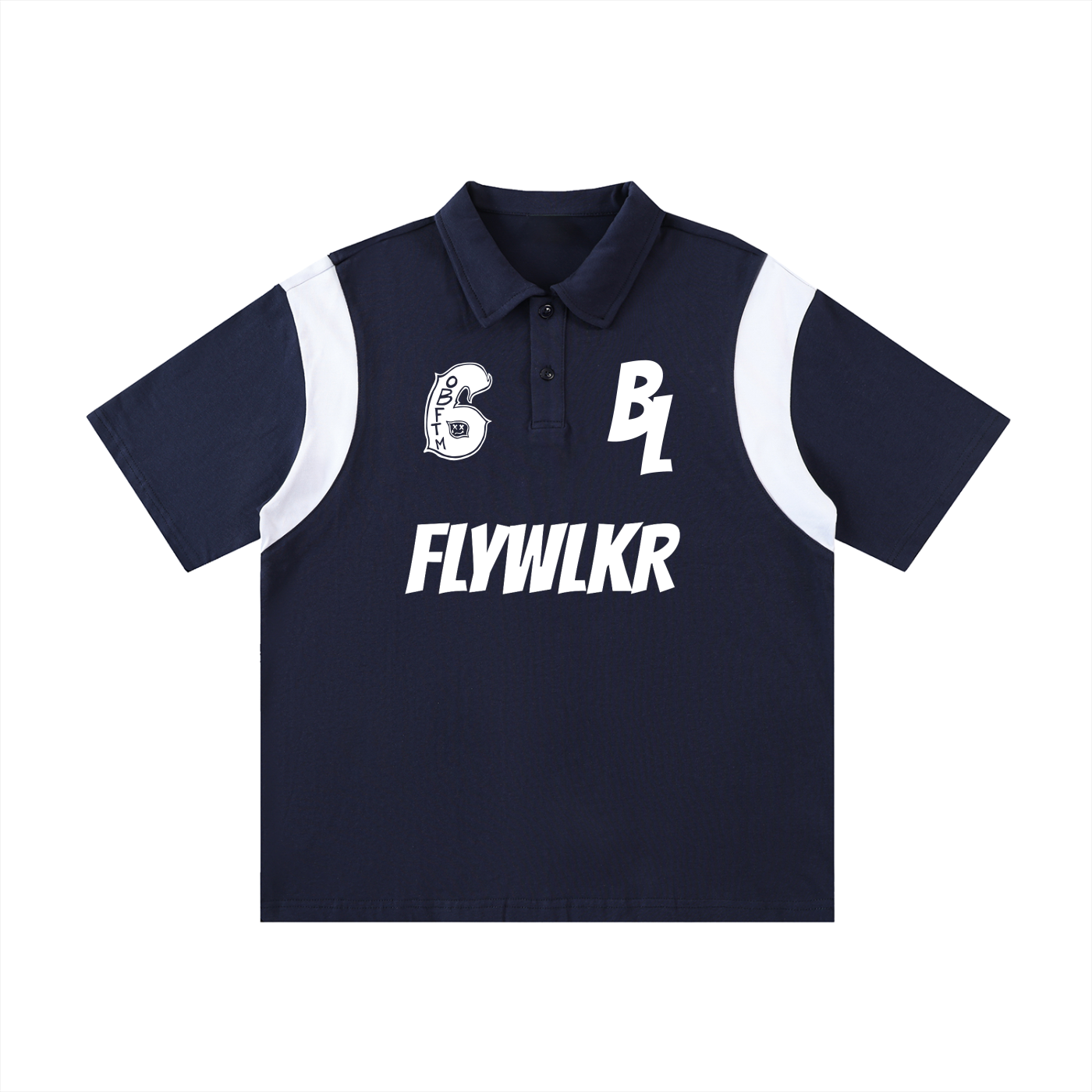 FLYWLKR "BREDY LANE SOCIAL CLUB" Contrast Panel Cotton Polo Shirt