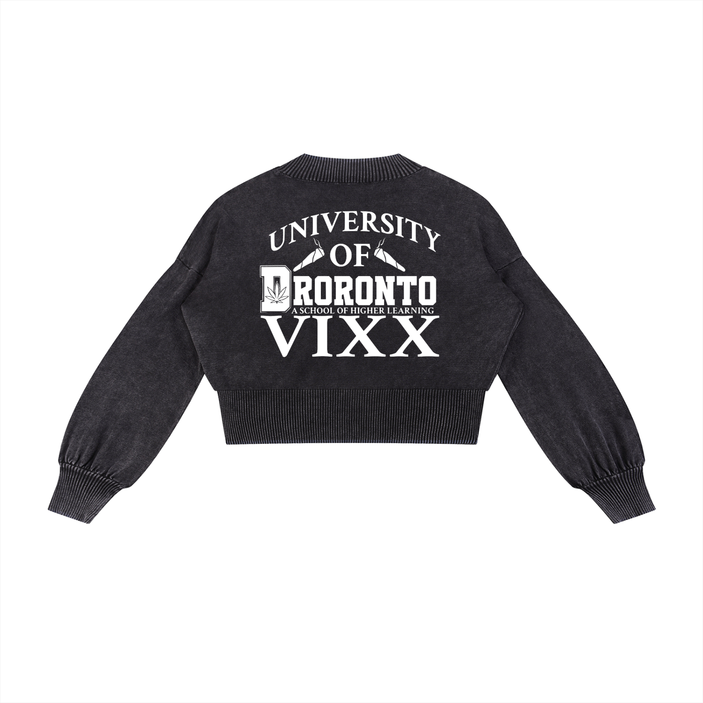 FLYWLKR "THE HIGH CLASS" Mineral Wash Balloon Sleeve Cropped Sweater