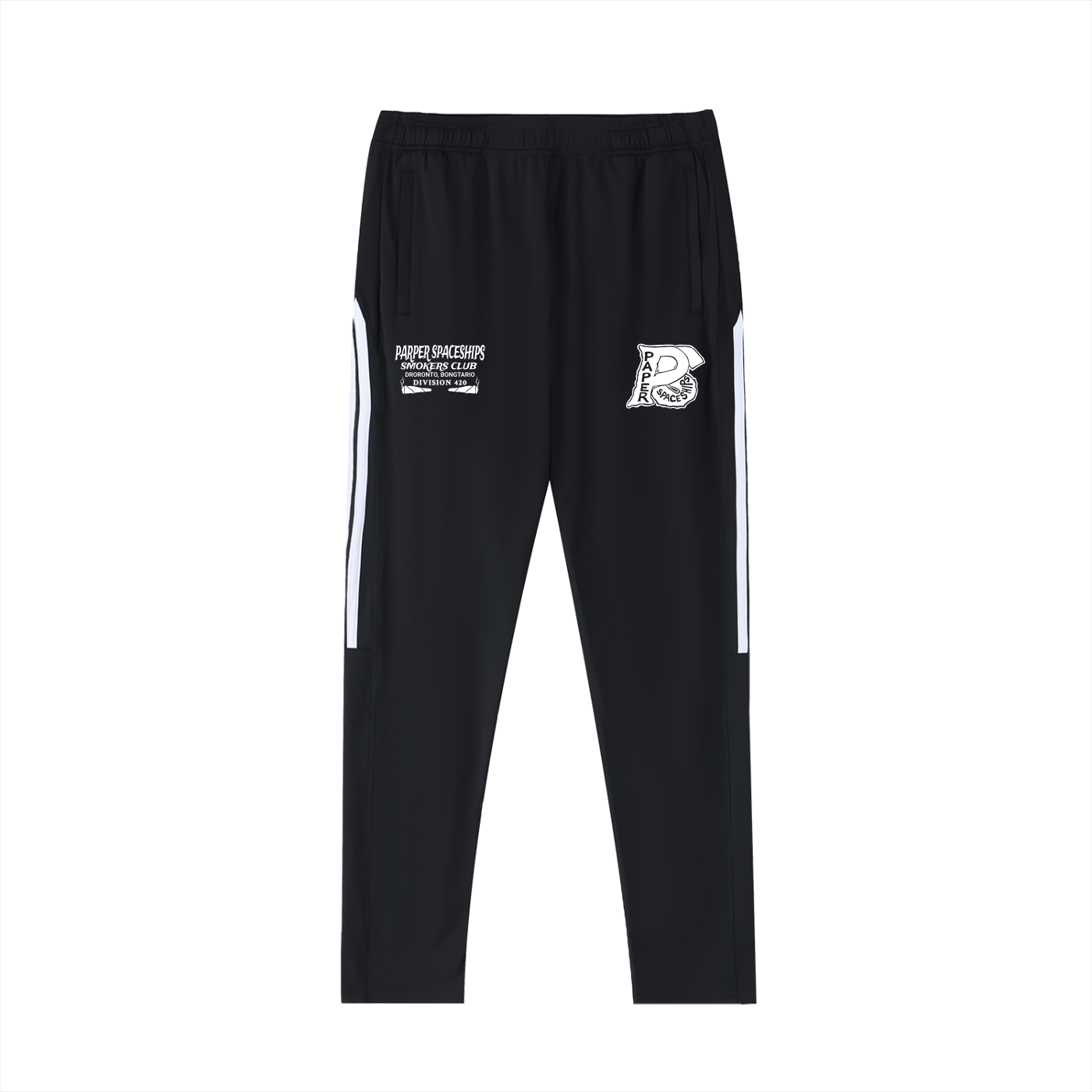 FLYWLKR "PAPER SPACESHIPS SMOKERS CLUB " Side Stripe Running Pants