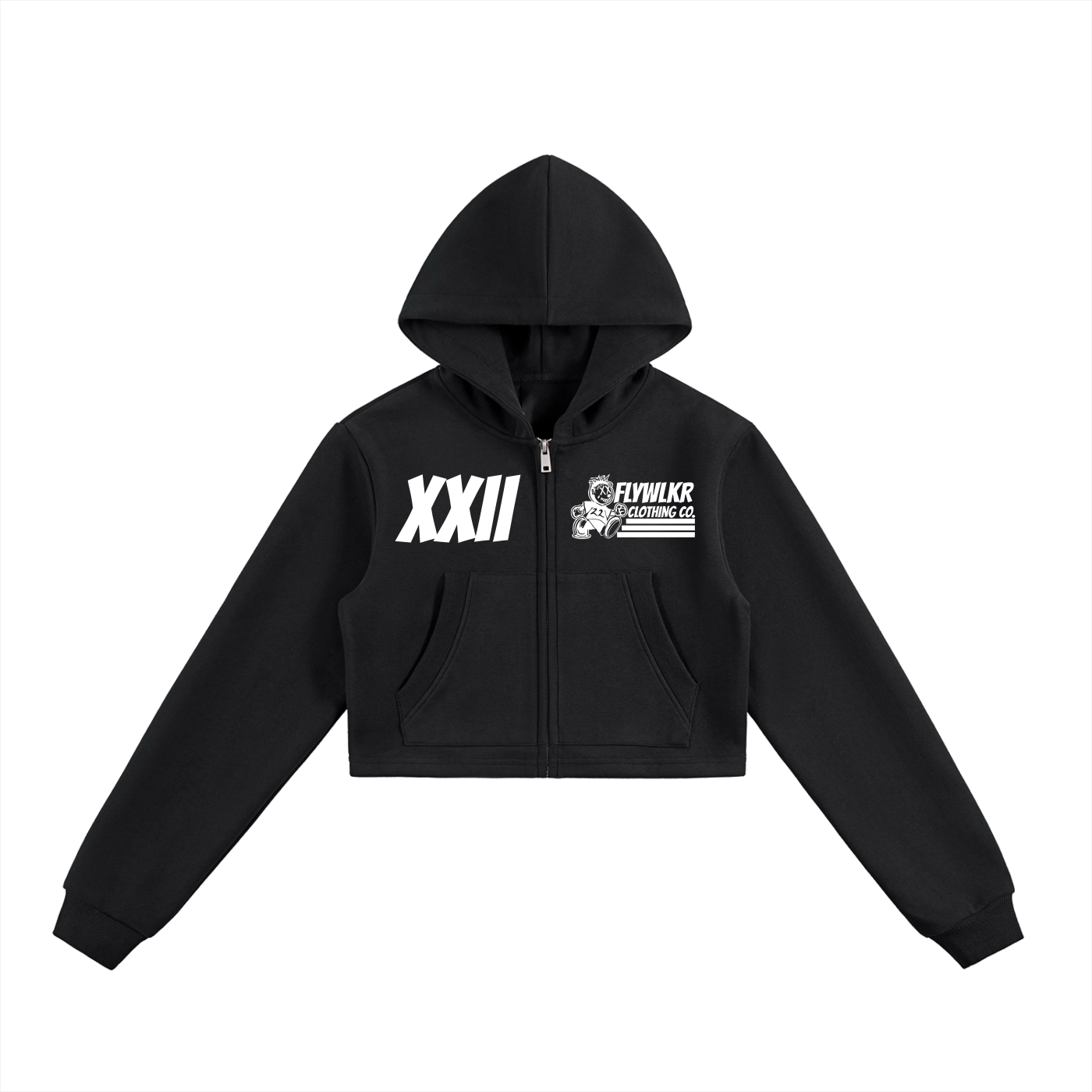FLYWLKR "ORIGINALS" Essential Cropped Zip-Up Hoodie