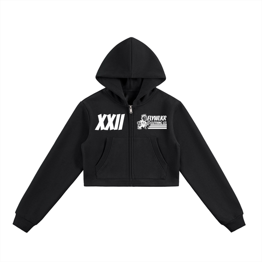 FLYWLKR "ORIGINALS" Essential Cropped Zip-Up Hoodie