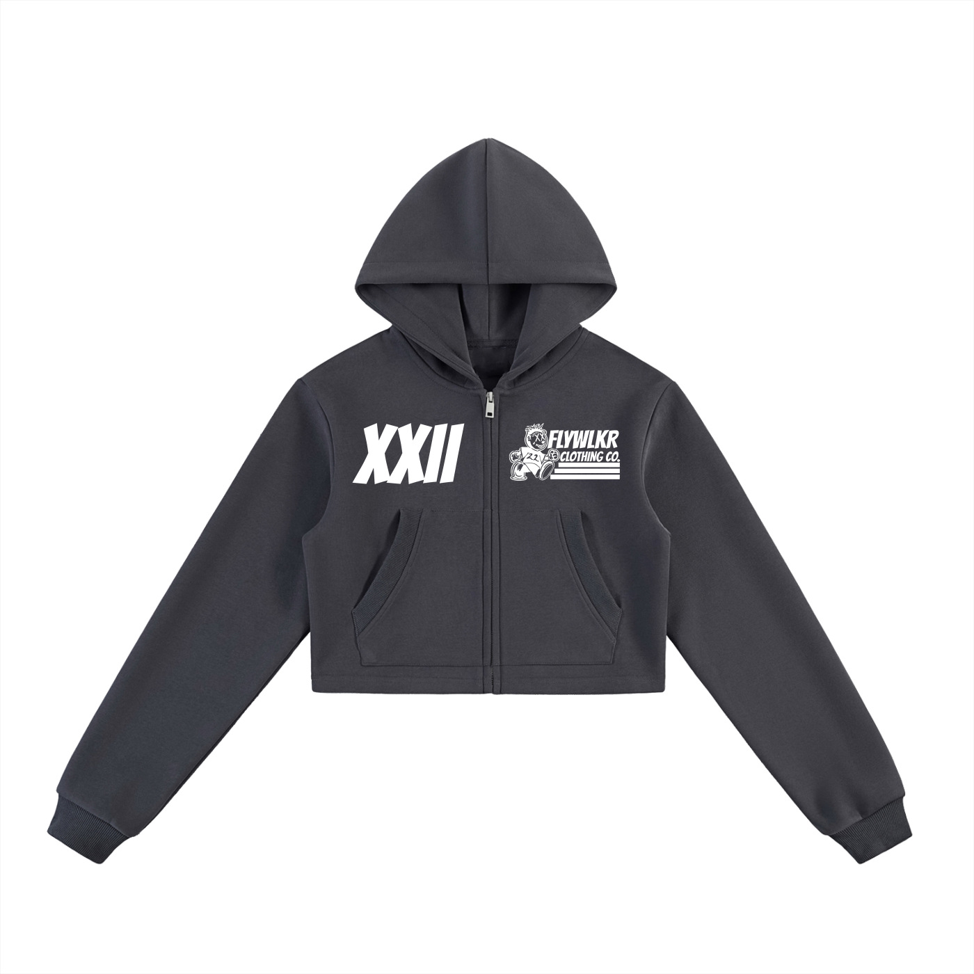 FLYWLKR "ORIGINALS" Essential Cropped Zip-Up Hoodie