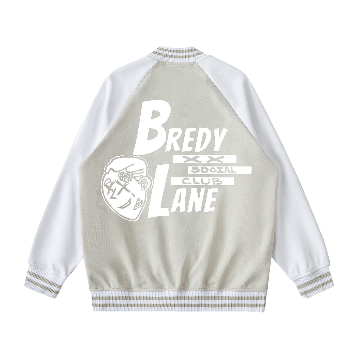 FLYWLKR "BREDY LANE SOCIAL CLUB" Two Tone Raglan Sleeve Varsity Jacket
