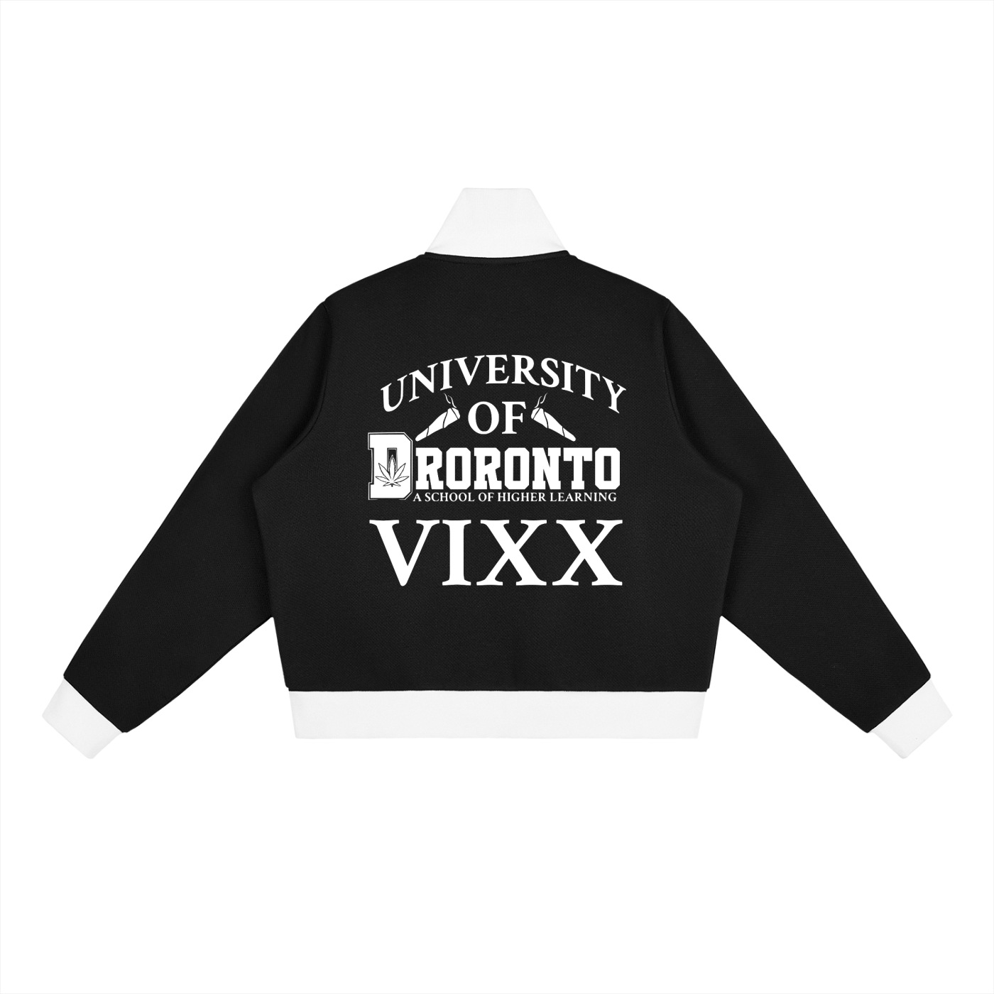 FLYWLKR "THE HIGH CLASS" Contrast Side Stripe Fleece Cropped Track Jacket