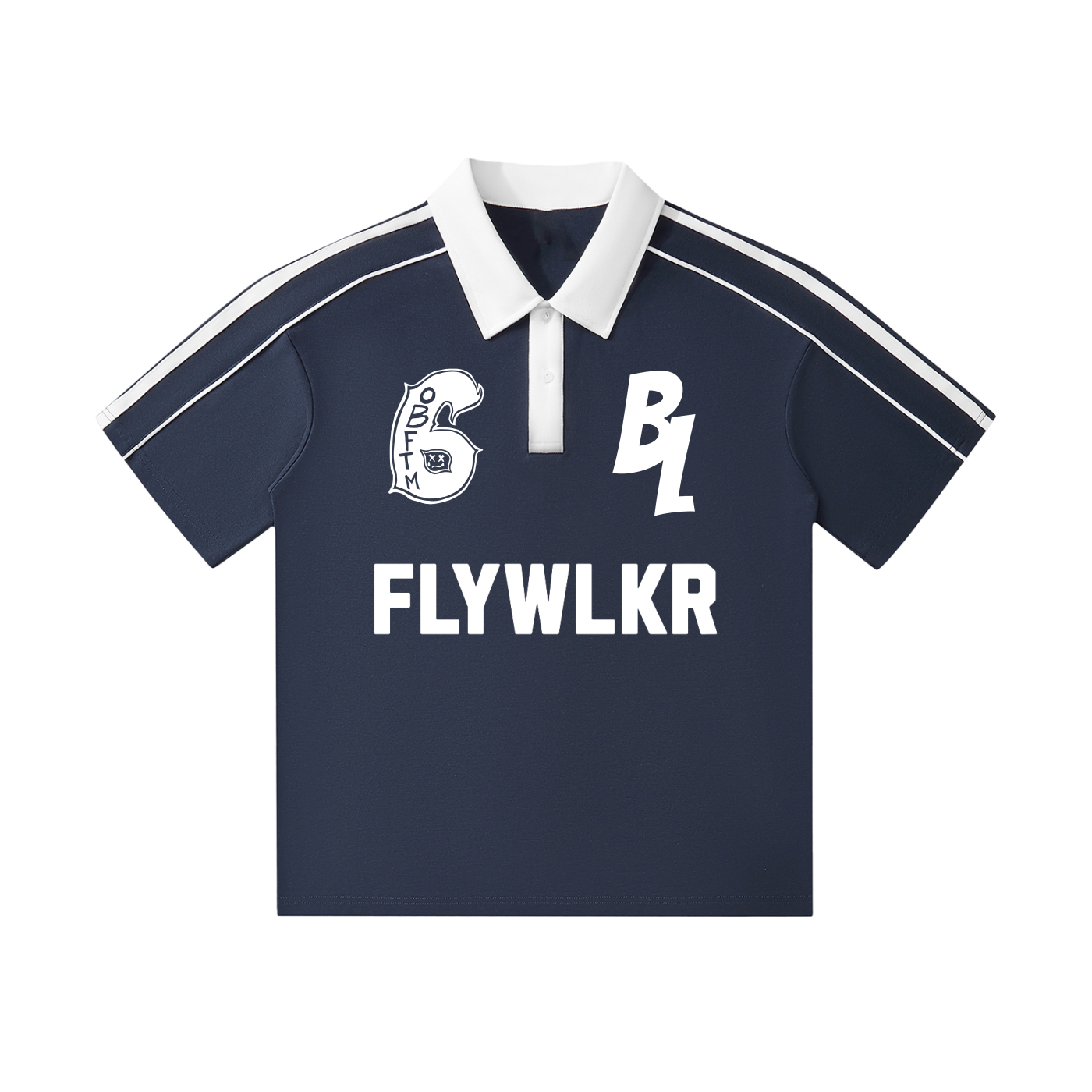 FLYWLKR "BREDY LANE SOCIAL CLUB" Contrast Collar Short-Sleeve Polo Shirt