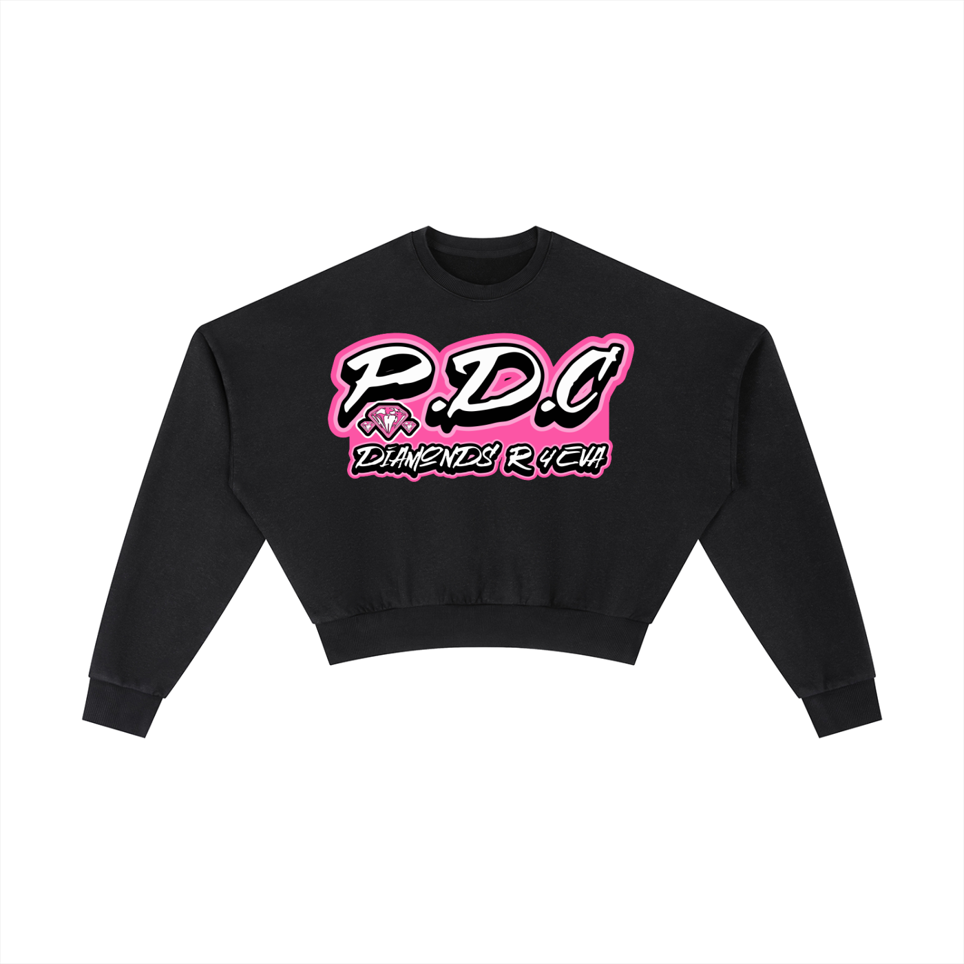 FLYWLKR ORIGINALS "PINK DIAMOND CLUB" Vintage Washed Cropped Sweatshirt