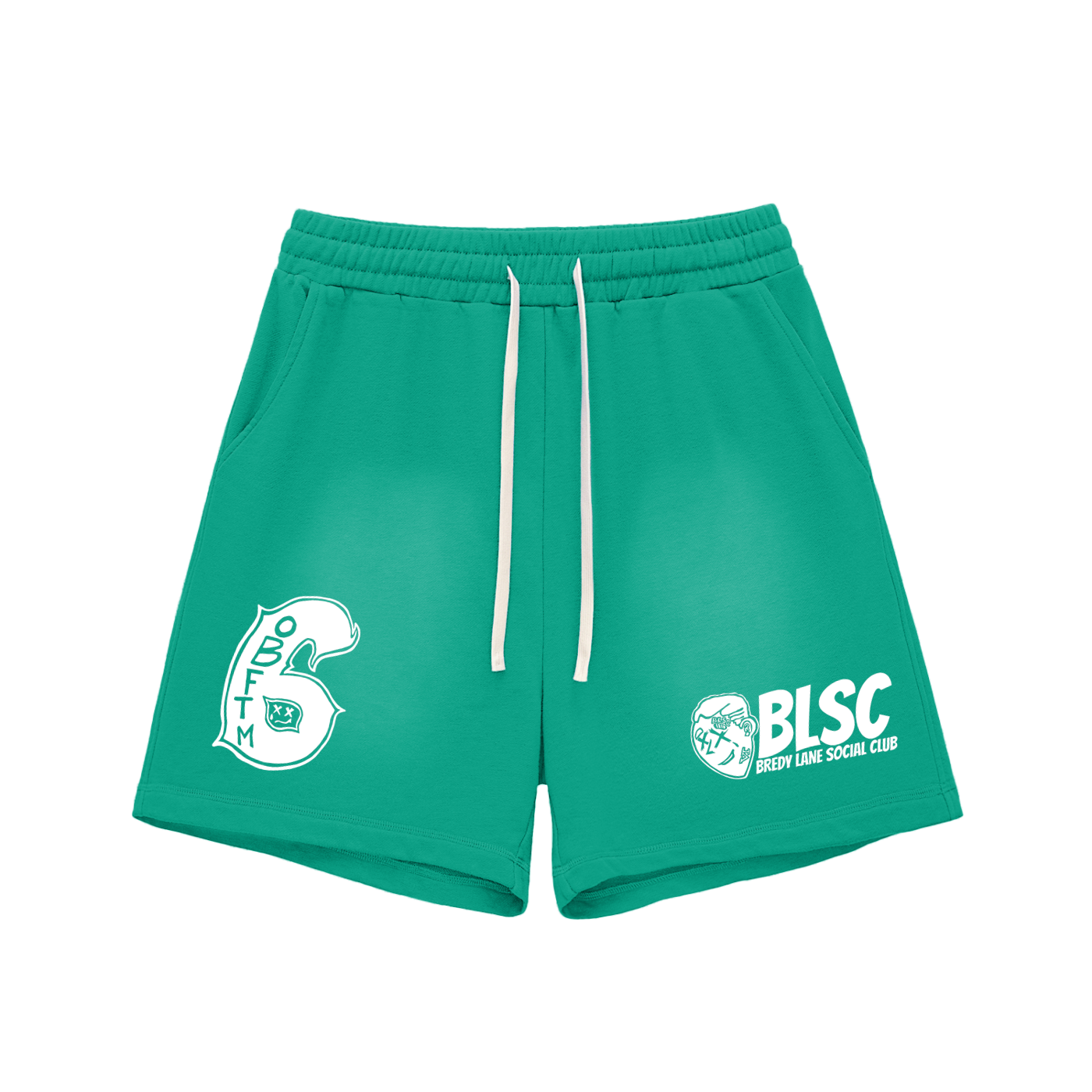FLYWLKR "BREDY LANE SOCIAL CLUB" Sun Fade Raw Edge Cotton Shorts