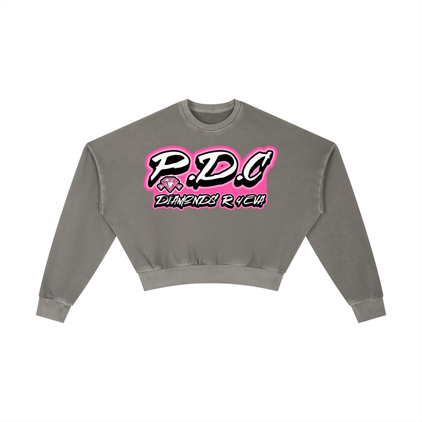 FLYWLKR ORIGINALS "PINK DIAMOND CLUB" Vintage Washed Cropped Sweatshirt
