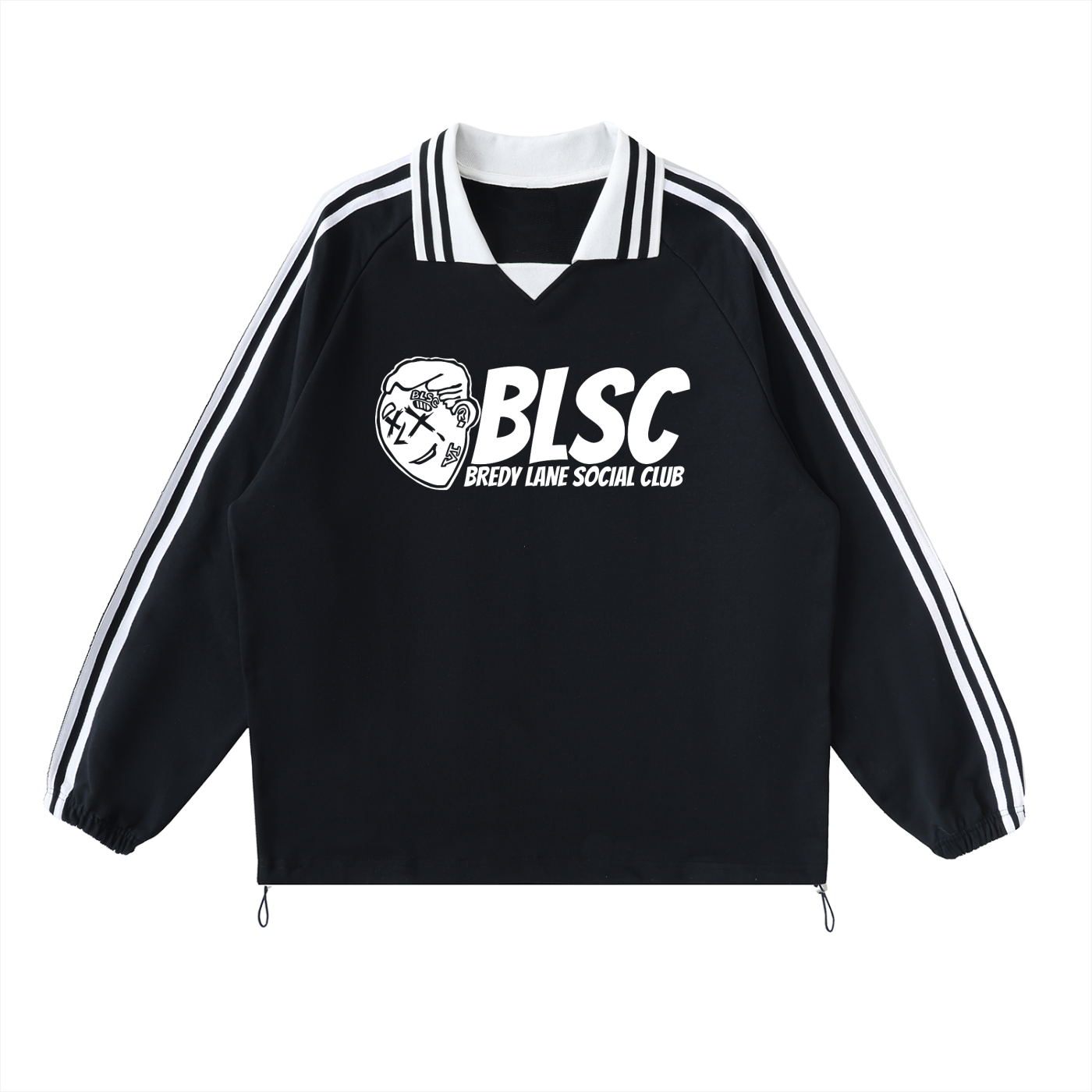 FLYWLKR "BREDY LANE SOCIAL CLUB" Contrast Striped Lapel Collar Sweatshirt