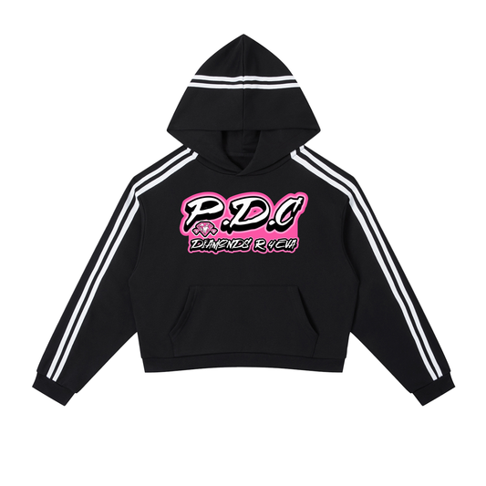 FLYWLKR ORIGINALS "PINK DIAMOND CLUB" Contrast Side Stripe Cropped Hoodie