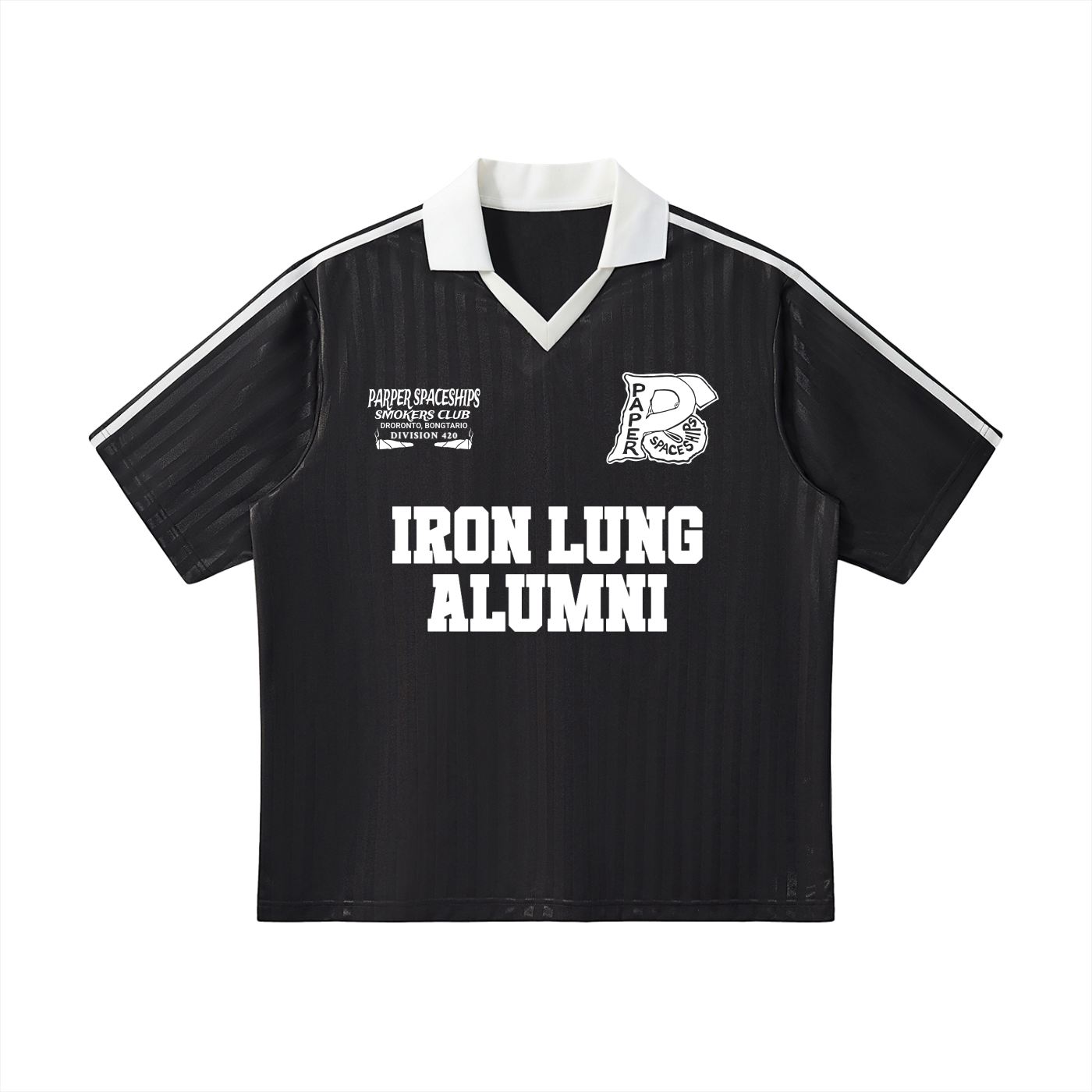 FLYWLKR "PAPER SPACESHIPS SMOKERS CLUB " Contrast Collar Striped Soccer Jersey