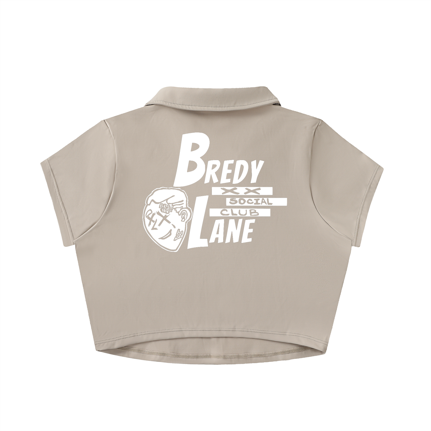 FLYWLKR "BREDY LANE SOCIAL CLUB" V-Neck Lapel Crop Top