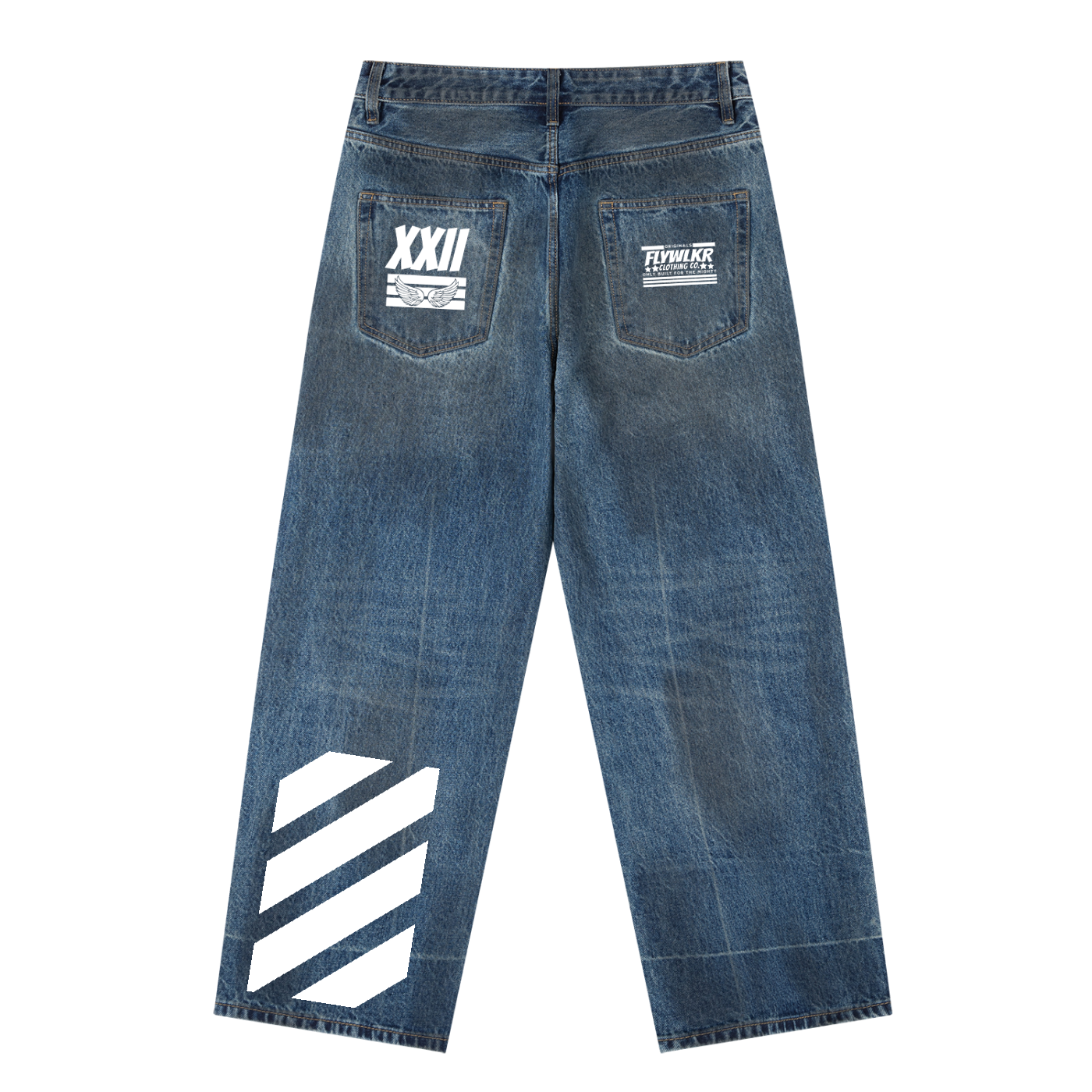 FLYWLKR "ORIGINALS"Vintage Wash Baggy Denim Jeans