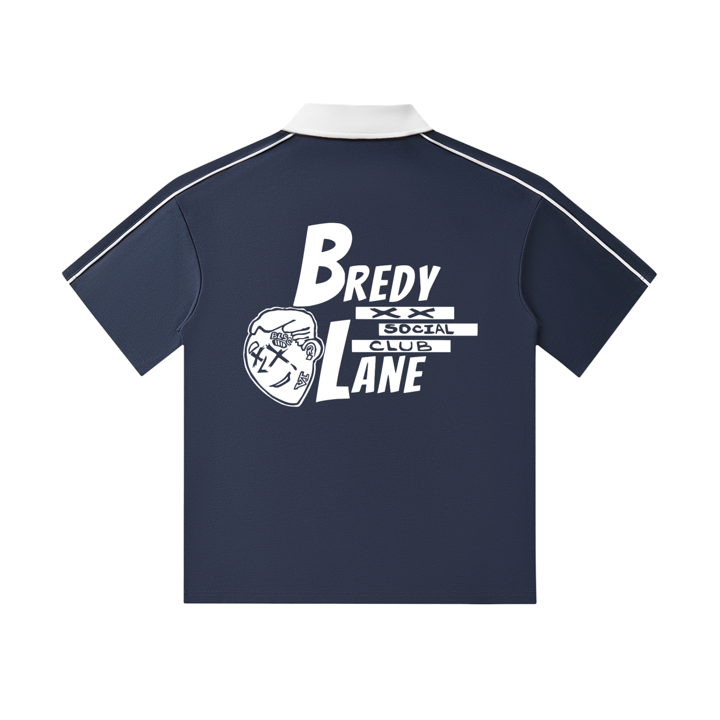 FLYWLKR "BREDY LANE SOCIAL CLUB" Contrast Collar Short-Sleeve Polo Shirt
