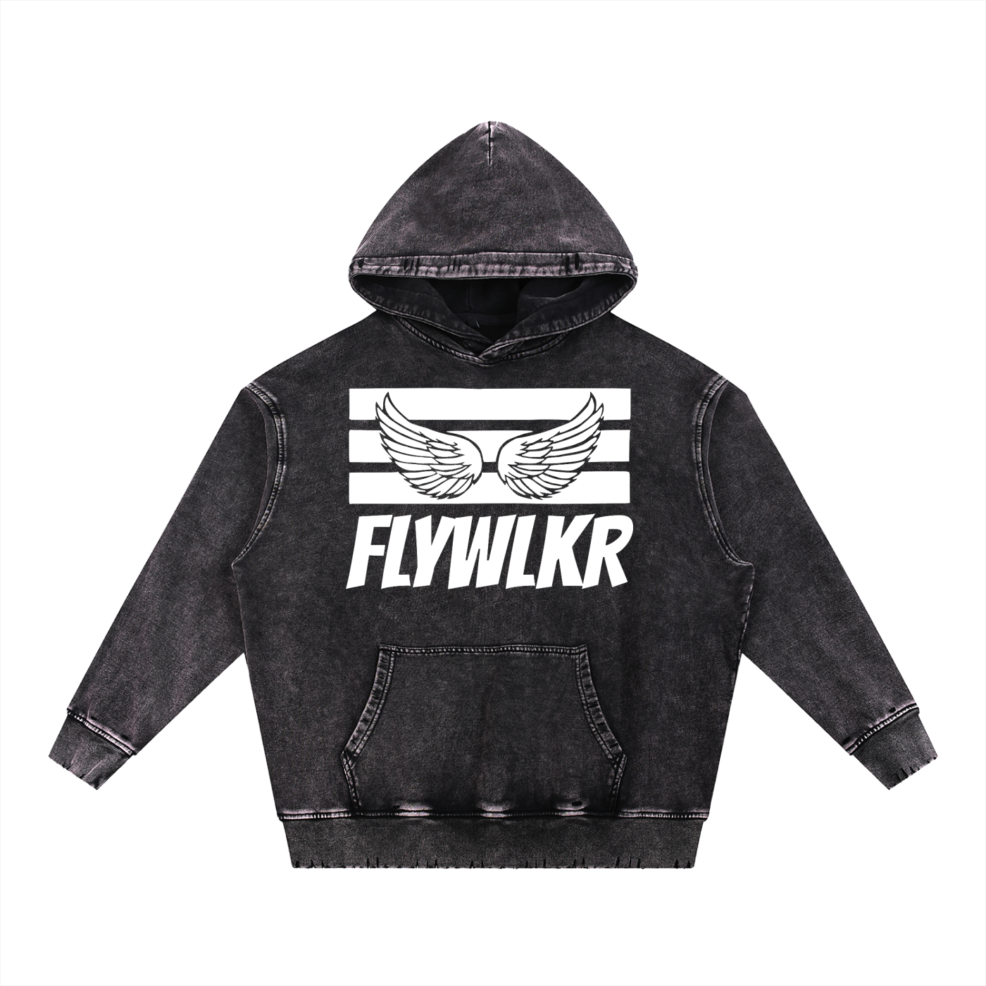 FLYWLKR "ORIGINALS" Snow Wash Hand-Frayed Heavyweight  Hoodie