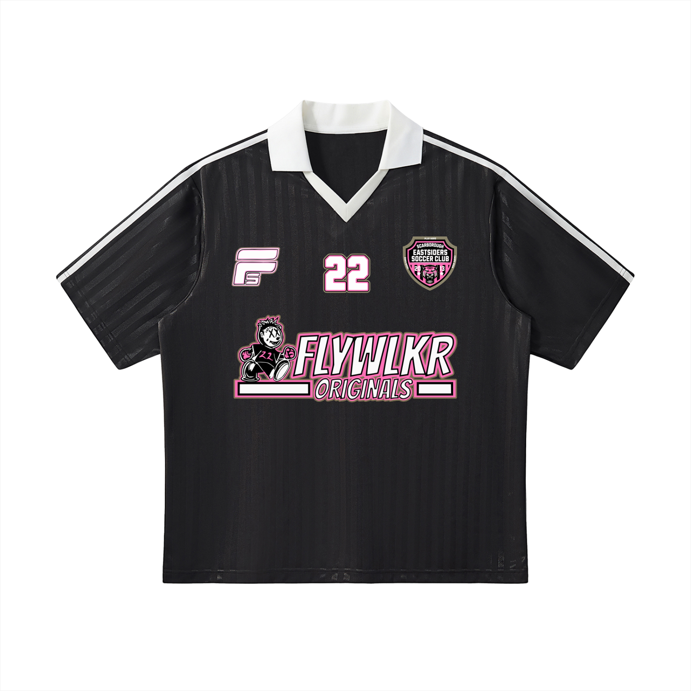 FLYWLKR X EASTSIDERS SC Contrast Collar Striped Soccer Jersey
