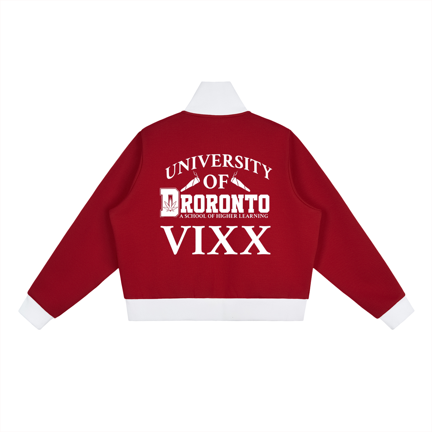 FLYWLKR "THE HIGH CLASS" Contrast Side Stripe Fleece Cropped Track Jacket