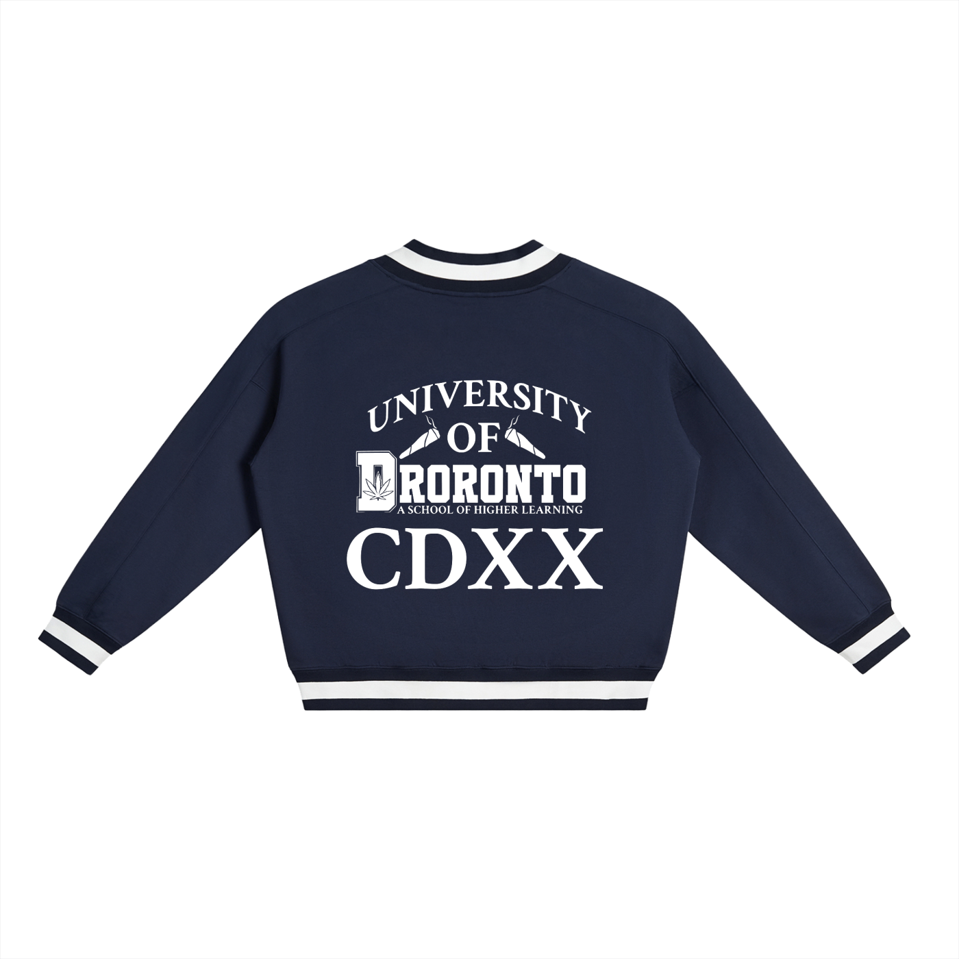 FLYWLKR "THE HIGH CLASS" V-Neck Contrast Collar Boxy Sweatshirt