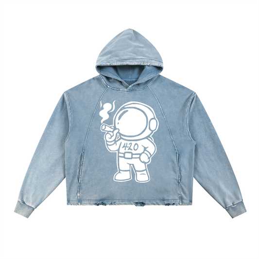 FLYWLKR "THE HIGH CLASS" Vintage Washed Frayed-Hem Hoodie