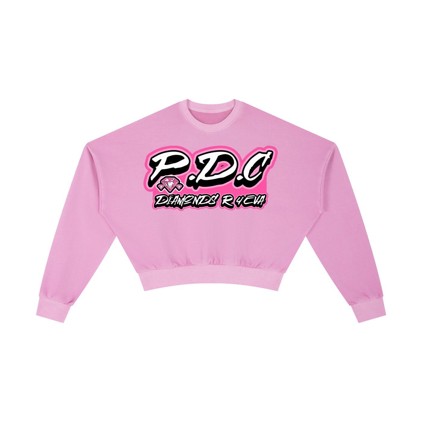FLYWLKR ORIGINALS "PINK DIAMOND CLUB" Vintage Washed Cropped Sweatshirt